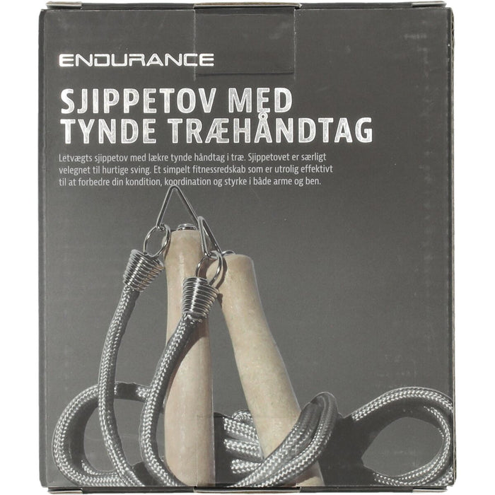 ENDURANCE Jump Rope Wooden Handle – Pearl Grey
